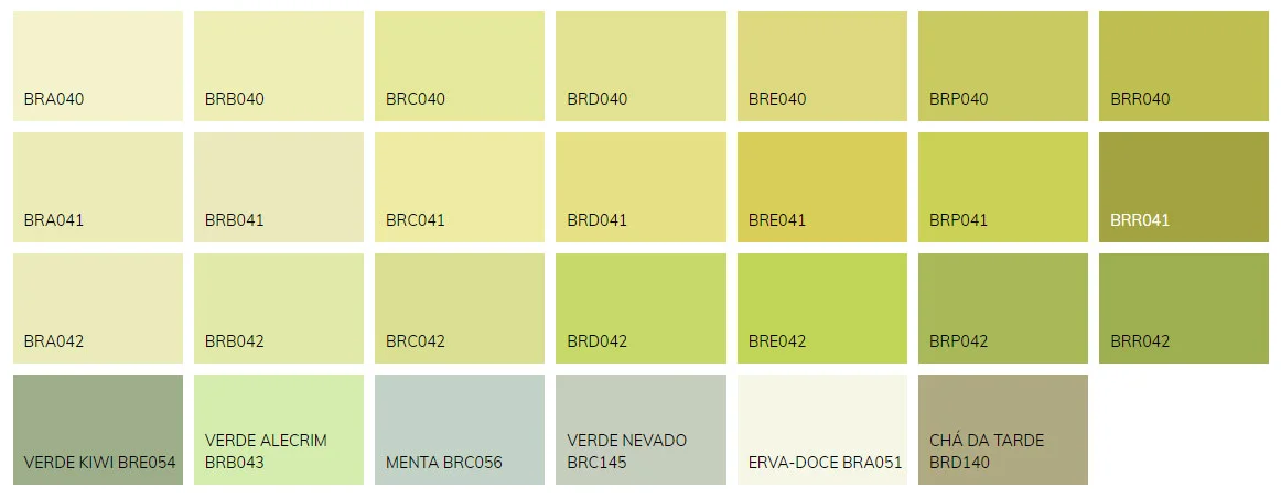 Cartela de cores Verde Claro