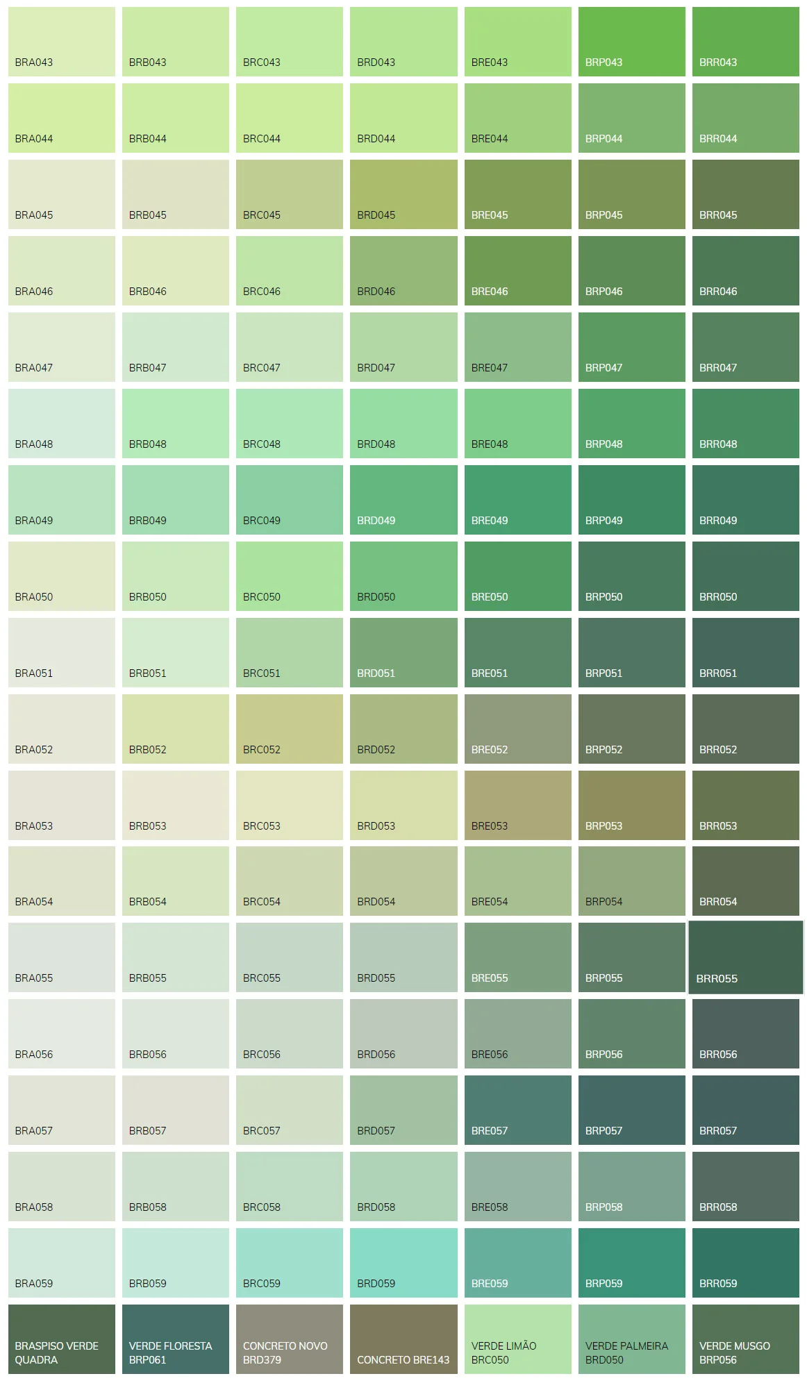 Cartela de cores Verde Escuro