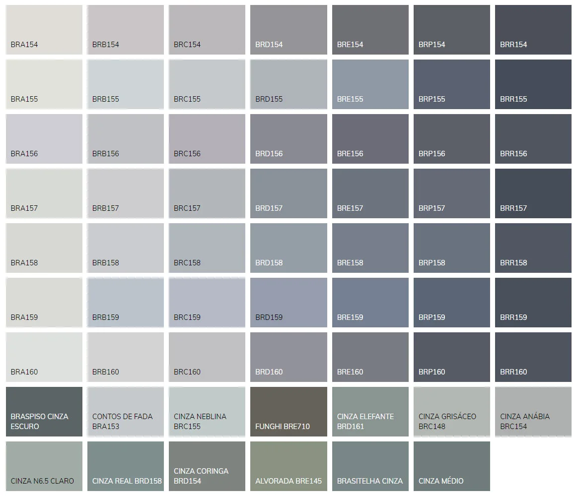 Cartela de cores Cinza
