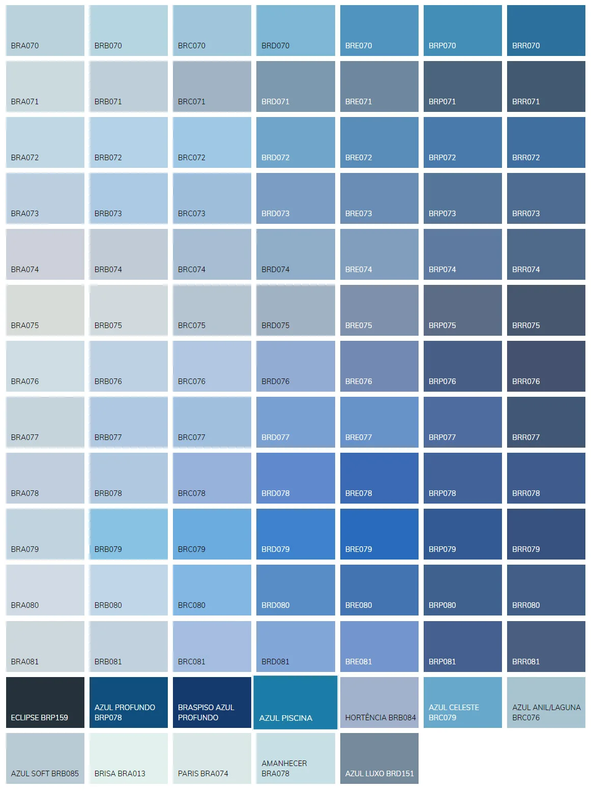 Cartela de cores Azul Escuro