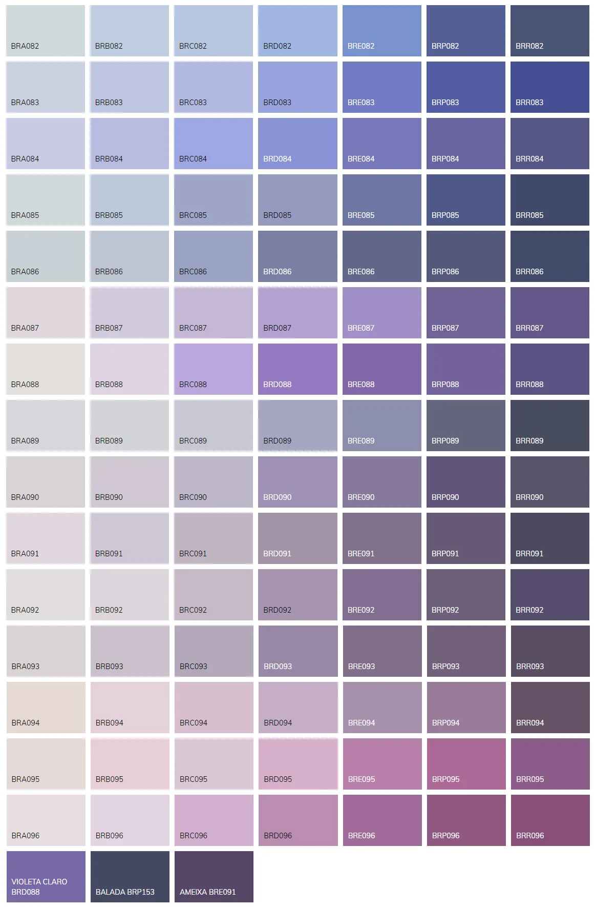 Cartela de cores Roxa