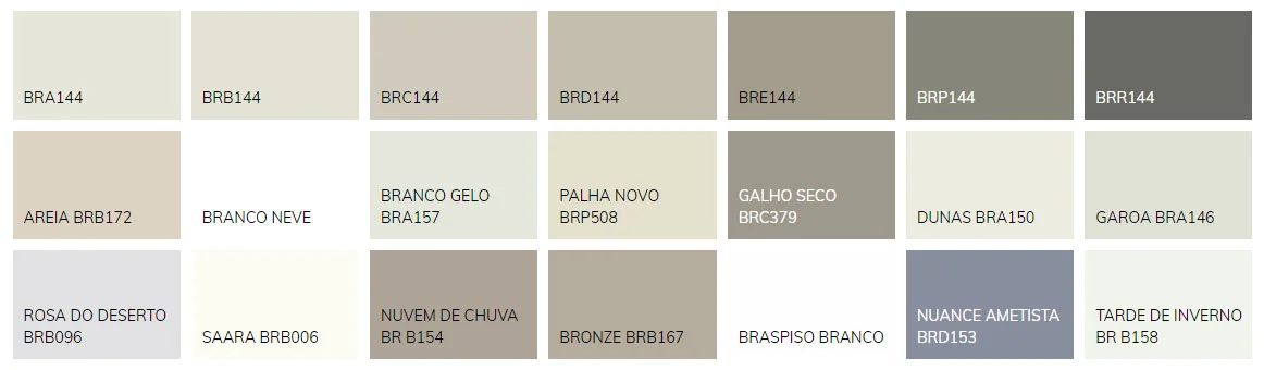 Cartela de cores Neutra